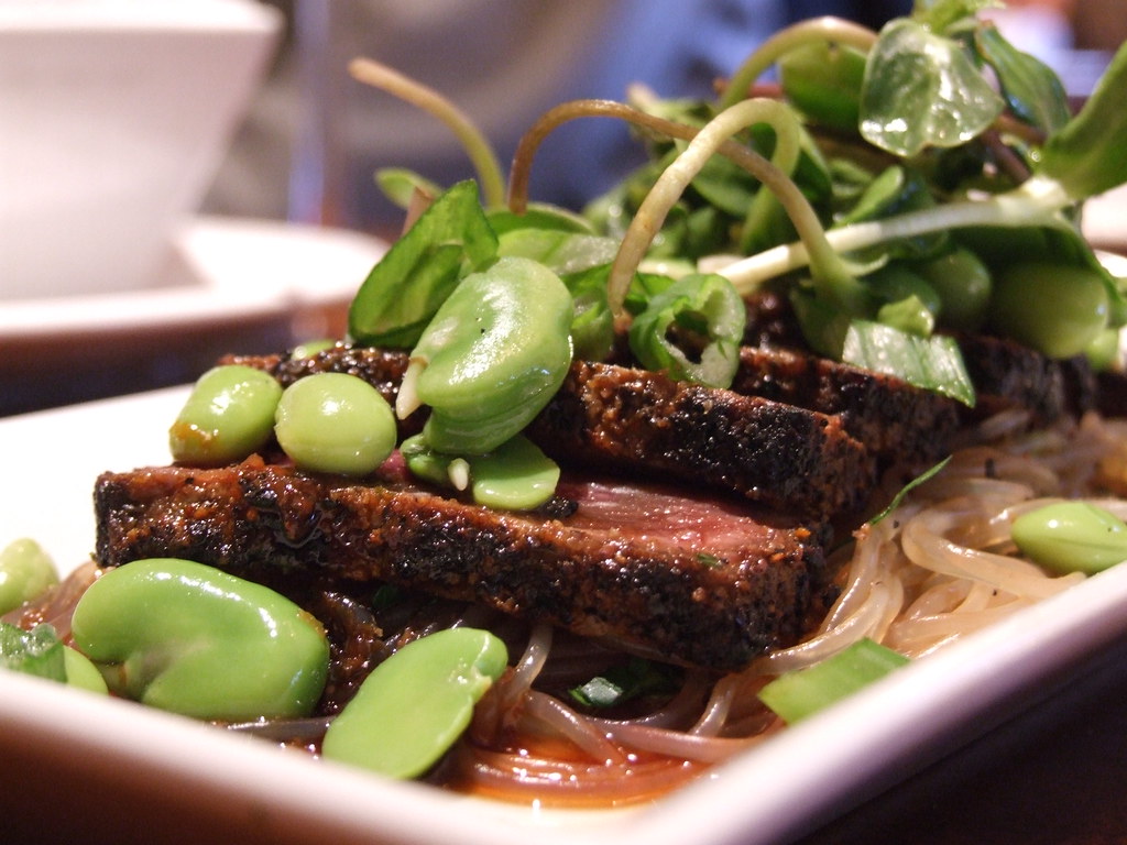 Seared Beef Sashimi, Prime Dry Aged Strip, Fava Bean, Glas… Flickr