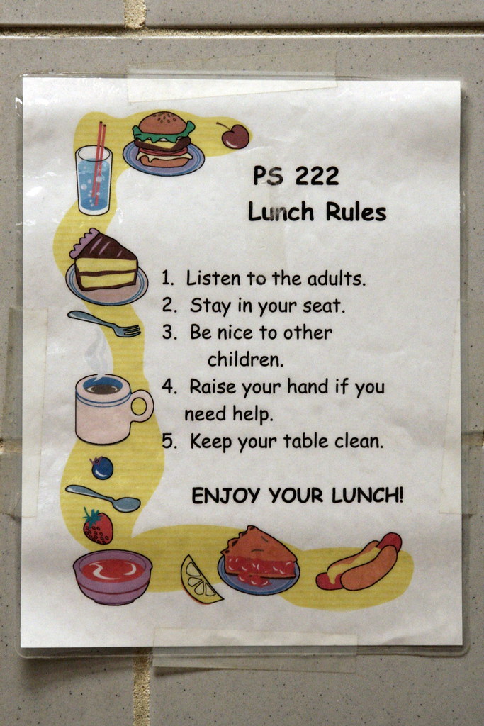 PS 222 lunch rules, Jackson Heights, Queens Dave Cook Flickr