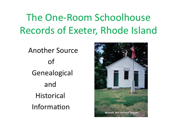 The OneRoom Schoolhouse Records of Exeter, Rhode Island Another