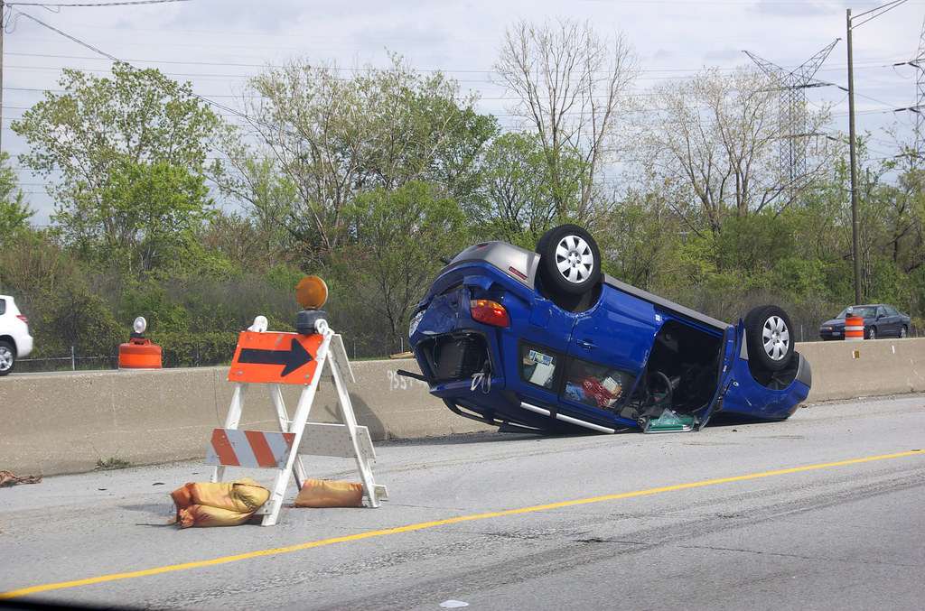 Car Flipped Upside Down This is what caused the traffic sl… Flickr