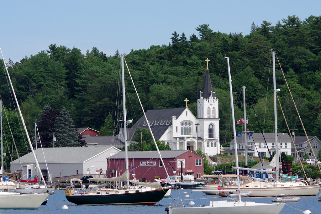 Portland Maine K3 823 Church across Boothbay Harbor, Maine… Flickr