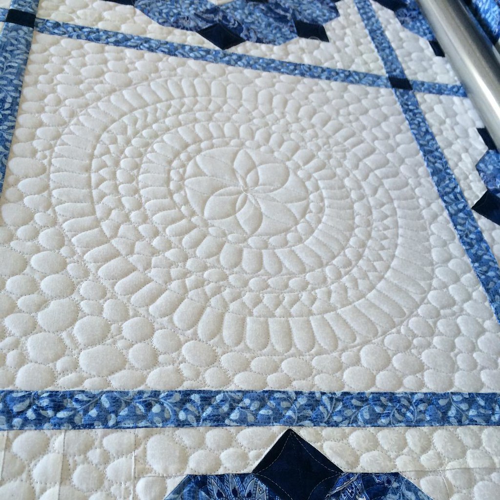 Working on a beautiful blue and white quilt today for jul… Flickr