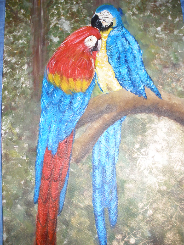 Parrots painting with acrylics 2007 Michail Flickr