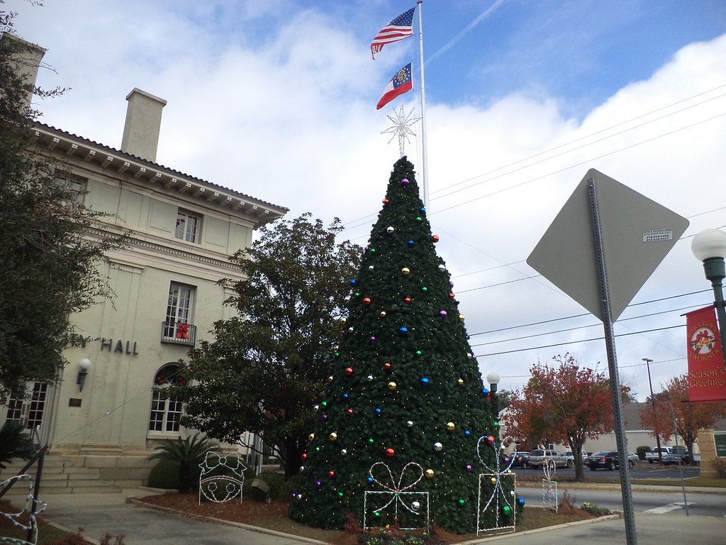 Valdosta City Hall Christmas Tree and flagpole (SE face) 1… Flickr