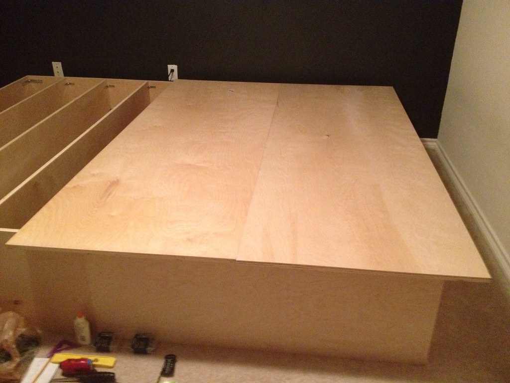Platform bed Built from 3/4" birch plywood, 7x9 foot 18 in… Flickr