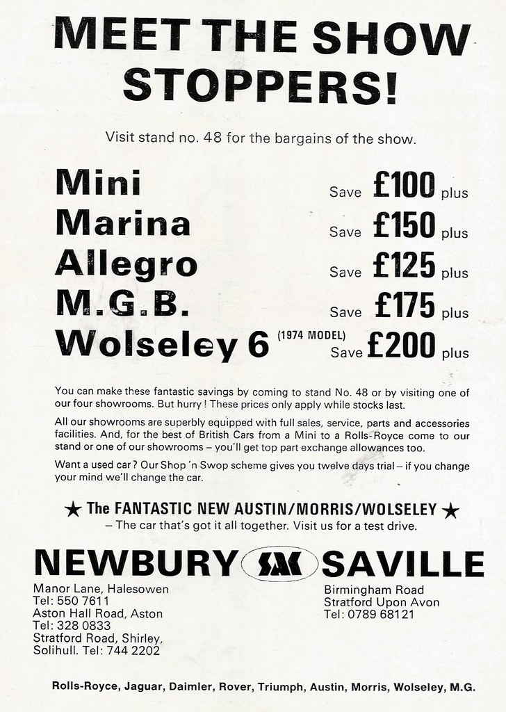 1975 ADVERT NEWBURY SAVILLE CAR DEALERS BIRMINGHAM UK Flickr