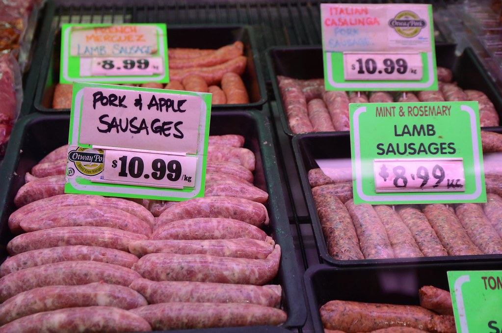 Otway pork and lamb sausages Queen Vic Gourmet Butchers,… Flickr