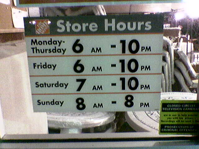 Home Depot Hours Home Decor