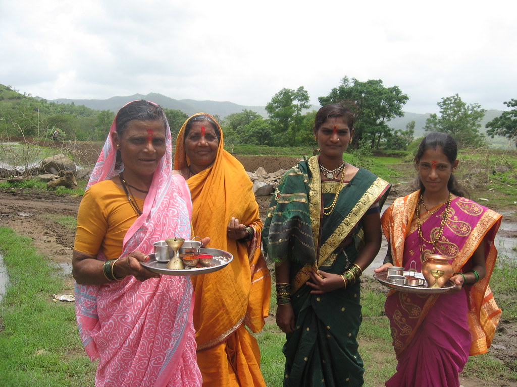 Women celebrating Vatapoornima in Mogarwadi village in Maval taluka