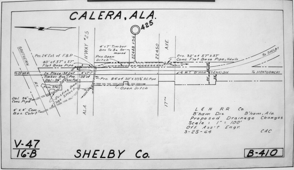 Calera 1964 B410 Calera AL map L&N Louisville & Nashville… Tony