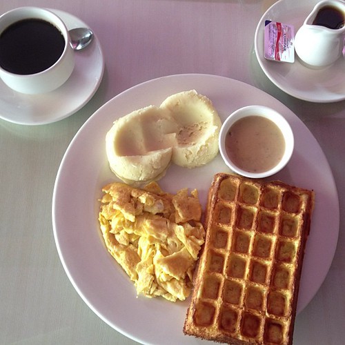 Waffle with Mashed potato and Scrambled Eggs at House of W… Flickr