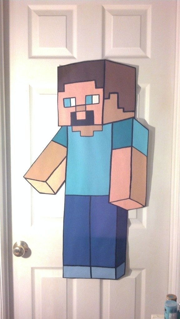 EXTRA LARGE STEVE Minecraft wallpaper mural hand painted by me "Roxanne