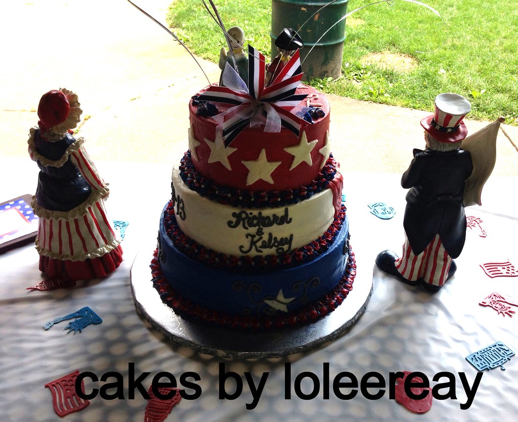 3 tiered Patriotic Wedding Cake with Flag and Stars Flickr