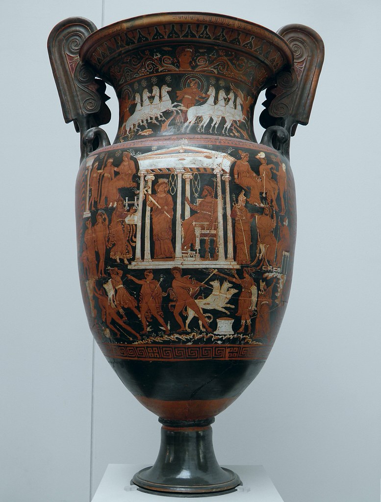 Apulian Red Figure volute krater with scenes of the Underworld, ca. 340