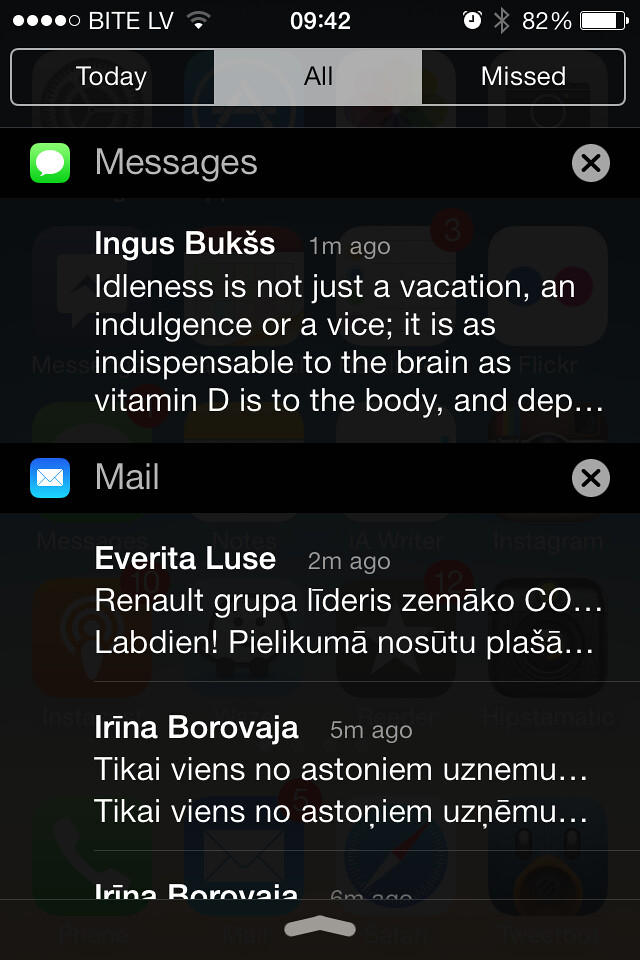 iOS7 Notification center. Text is too big and too far apar… Flickr