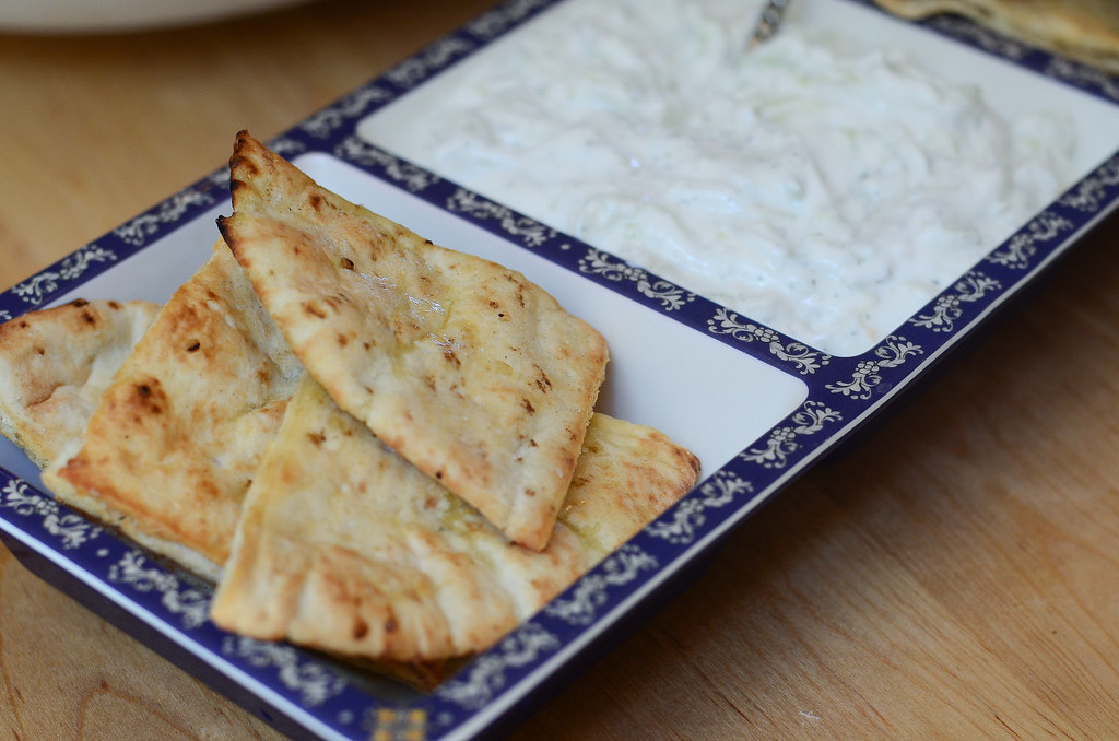 Toasted Pitas with Tzatziki Sauce Toasted Pitas with Tzatz… Flickr