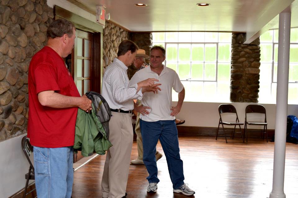 Visiting the old Rock School — in Damascus, VA. Senator Tim Kaine