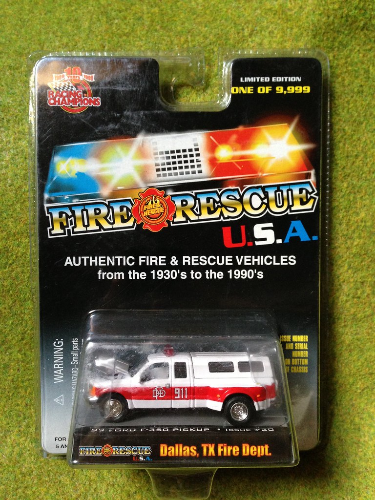 Racing Champions Fire Rescue USA 20, 1999 Ford F350 Pickup, Dallas