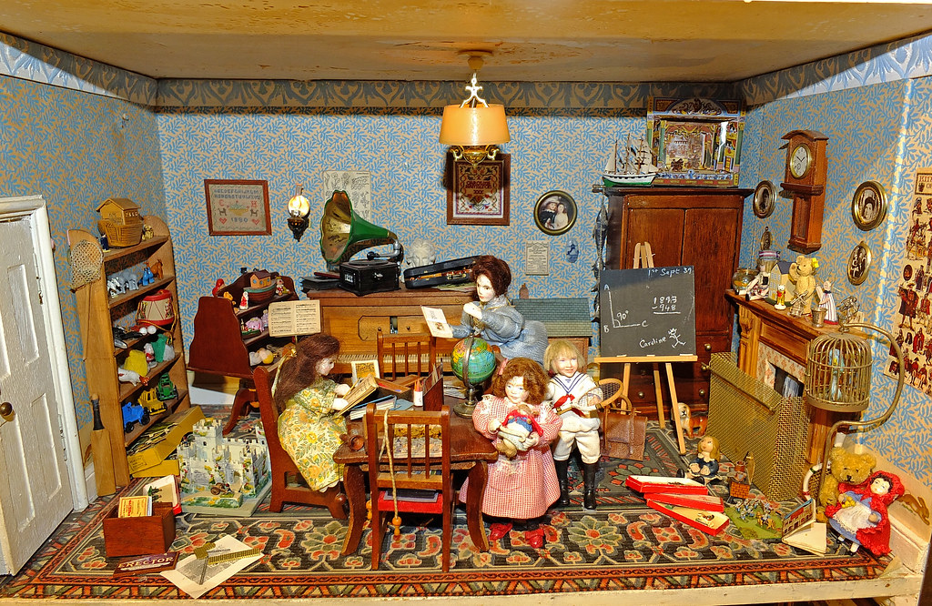 Classroom Dolls house exhibition Newby Hall, near Ripon. I… Flickr