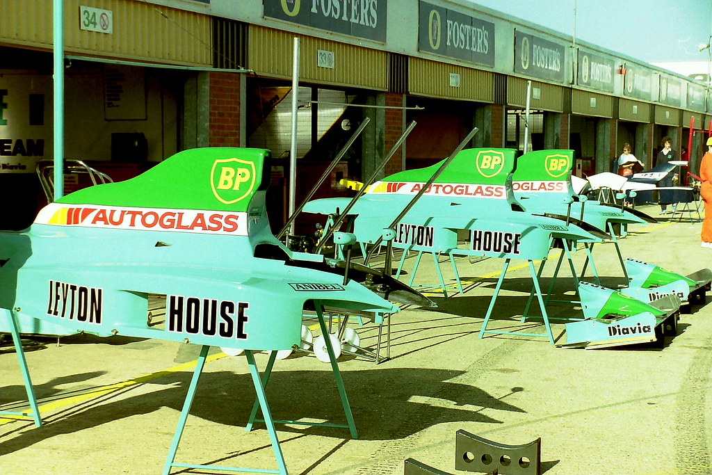 Leyton House bodywork in the pits during practice for the … Flickr