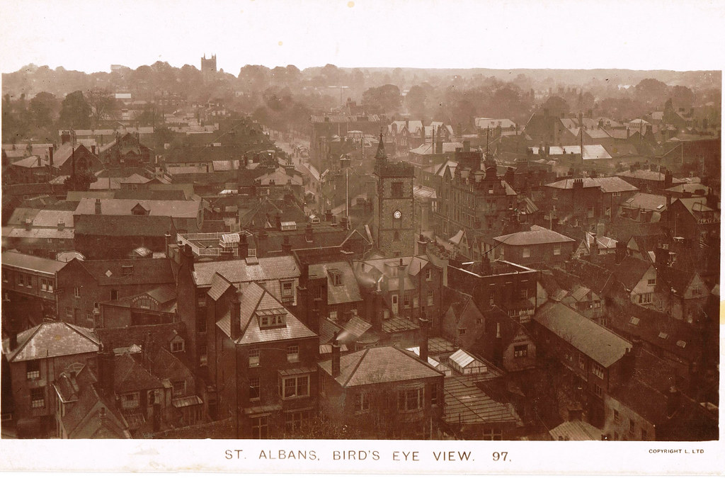 St Albans Bird's Eye View Lilywhite postcard Kingsbury ser… Flickr