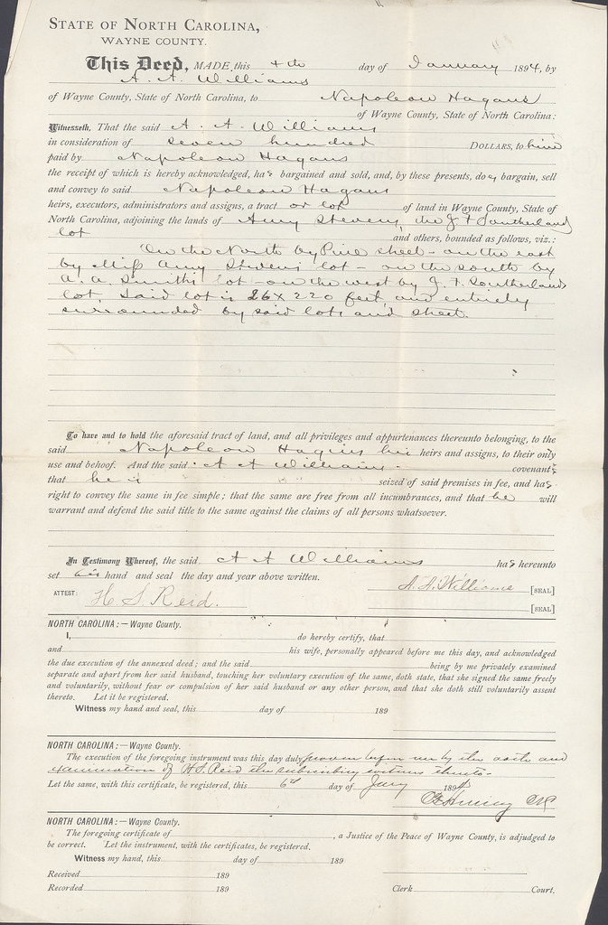 1894_Hagan_deed_2 Wilson County Local History and Genealogy Library