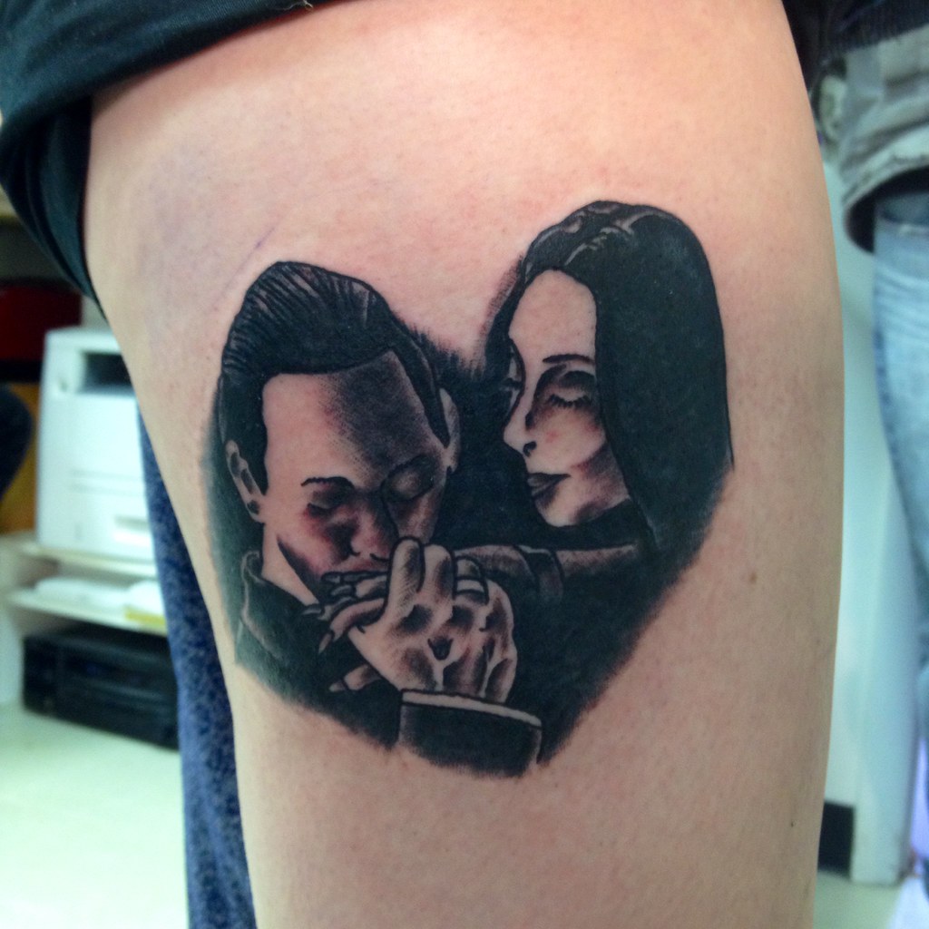 Gomez and Morticia Adams Family traditional tattoo by Keel… Flickr