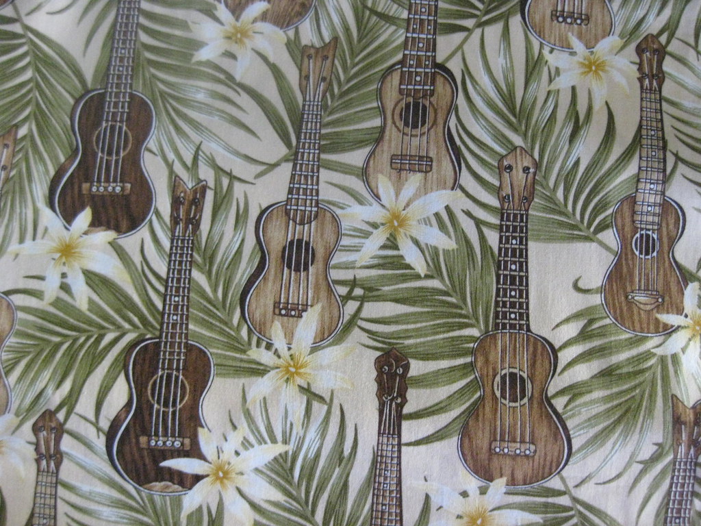 ukelele brown bought at hawaiian fabrics, honolulu, HI kitty k