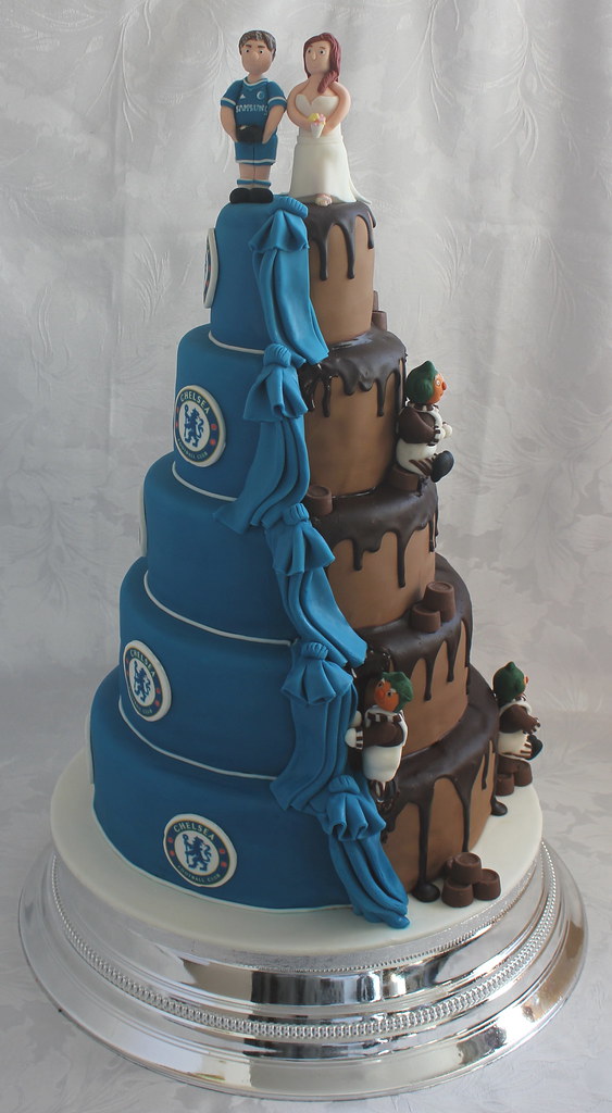 Chocolate and Chelsea FC wedding cake!!! ) Pauls Creative Cakes