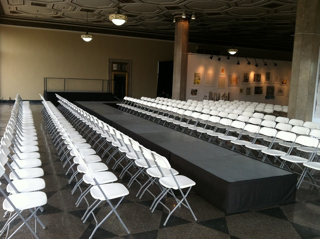 Fashion Show Runway with Emcee Stage White folding chairs … Flickr