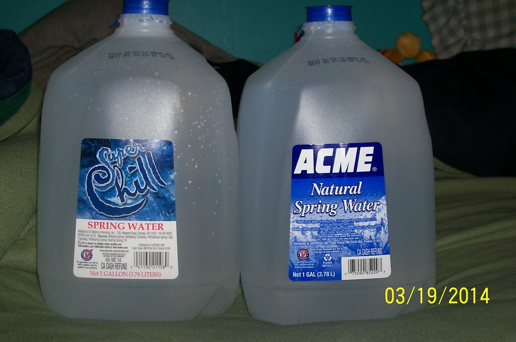 Acme and Super Chill Spring Water 1 Gallon containers Flickr