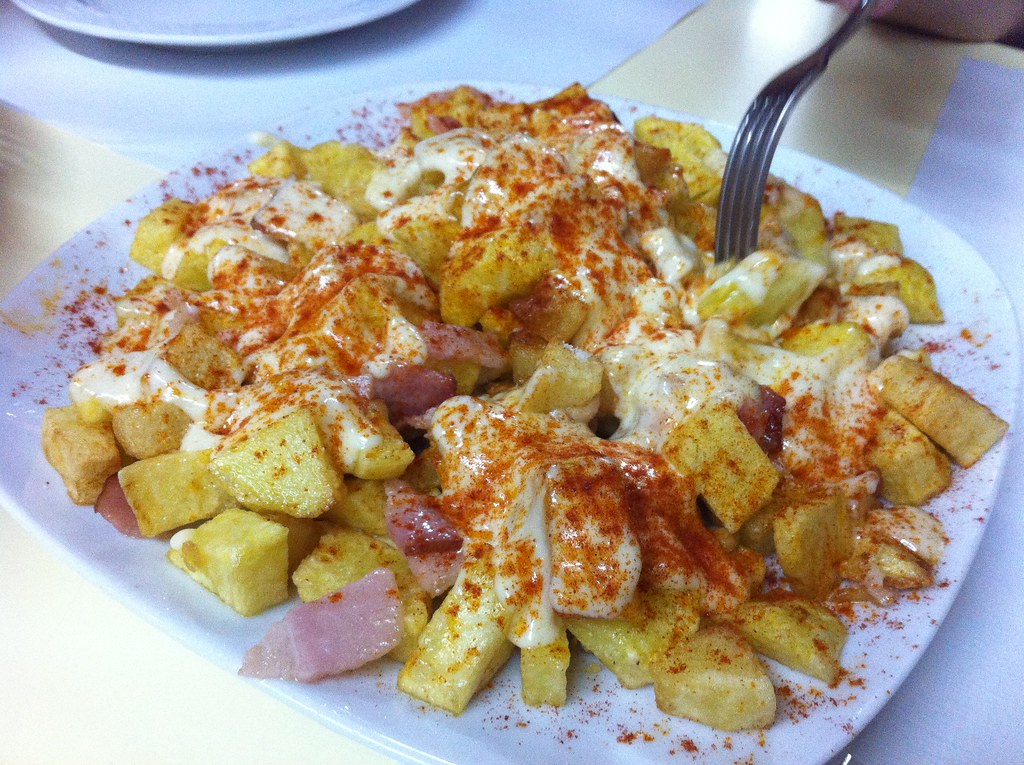 IMG_0316 Patatas Bravas with Chorizo and Bacon Lacuchara