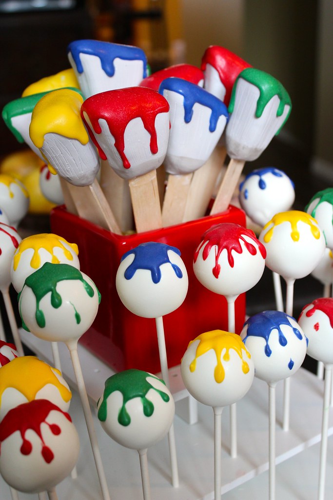 Paintbrush and Paint Splat Cake Pops Michele Petersen Flickr