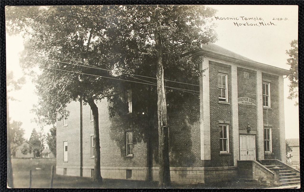 Hanover Lodge Masonic Temple, Horton, Michigan, rppc. Flickr