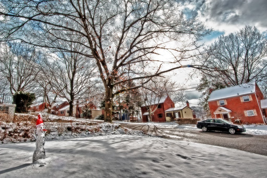 Snowman in the front yard in winter HDR Copyright © Dave D… Flickr