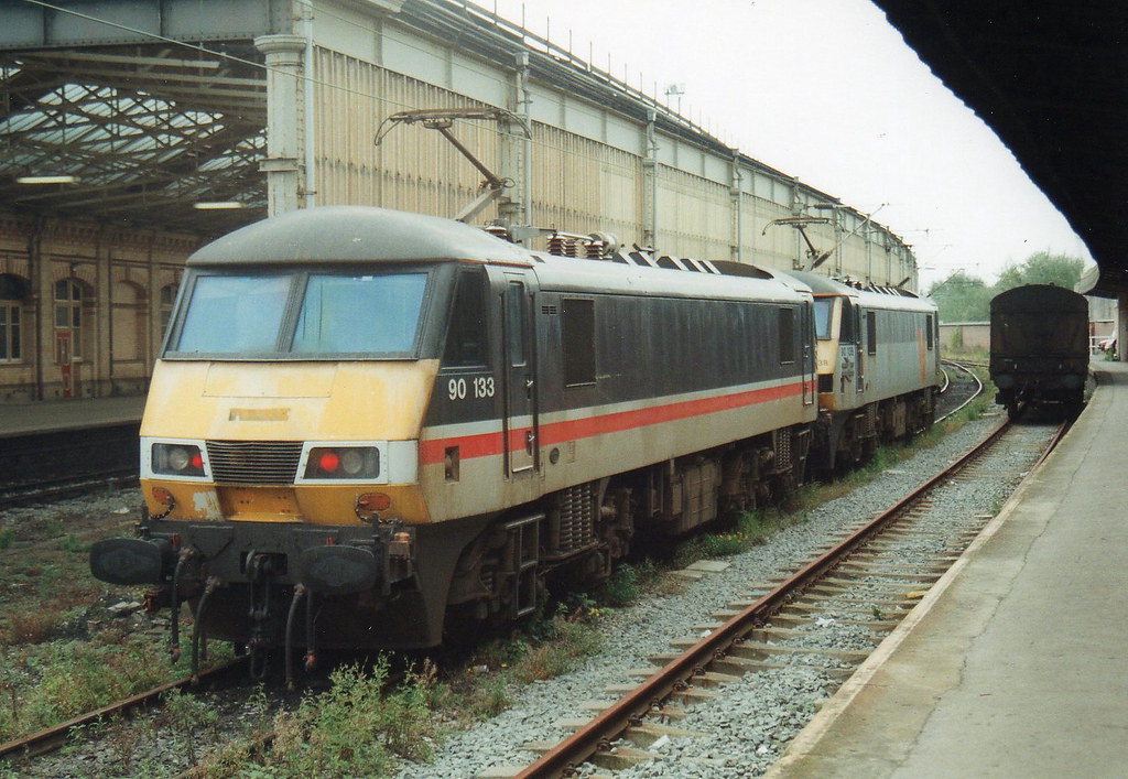 Crewe 90133 and 90138 stable near Crewe station Steve Clark Flickr