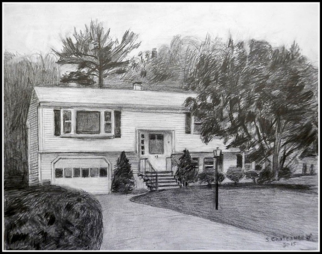 A Black & White Pencil Drawing Of A House Drawn by STEVE… Flickr