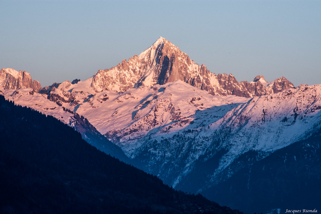 Coucher de soleil Verte Dru Massif Mont Blanc Jacques R