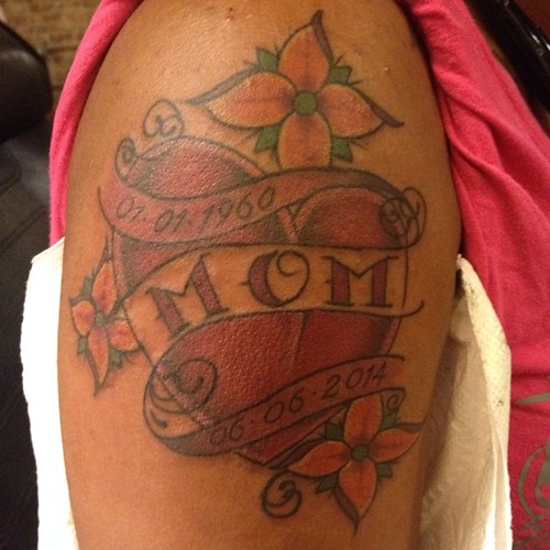 Another one for mom heart tattoo & flowers West End Tat