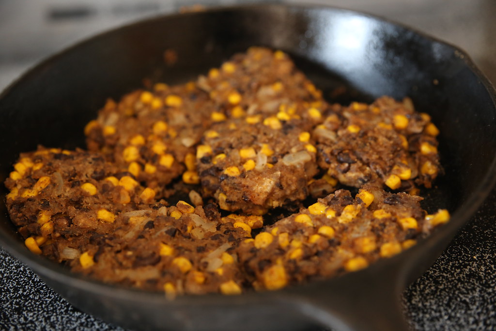 Black Bean Burgers Cooking in cast iron skillet / in oven … Flickr