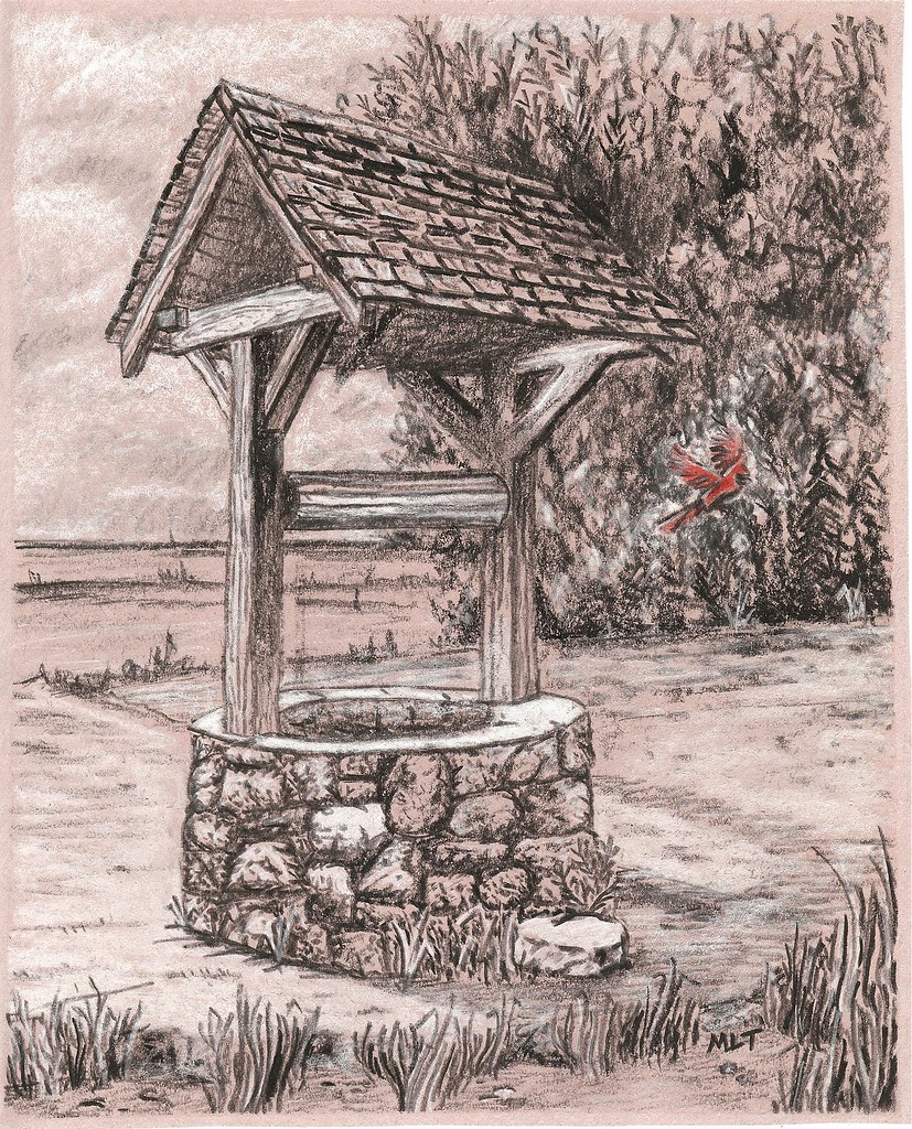 Wishing Well. 8 x 10 Drawing of a Rock Well Marvin Tweedy Flickr