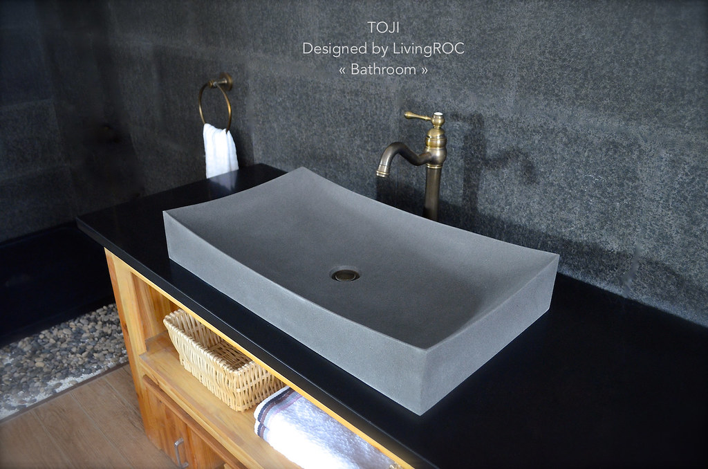 27" Gray Basalt Stone Concrete Bathroom Sink style TOJI Flickr