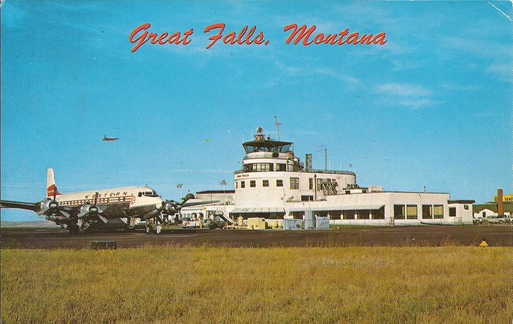 Great Falls International Airport (GTF) postcard 1950's Flickr