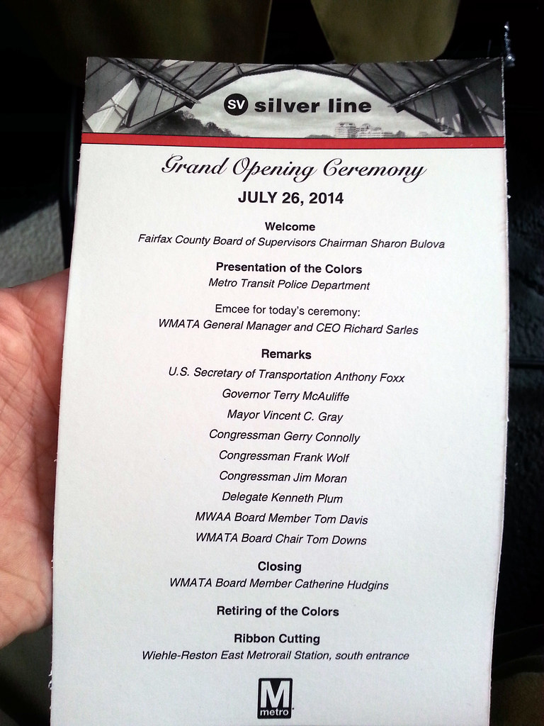 Silver Line opening ceremony program BeyondDC Flickr