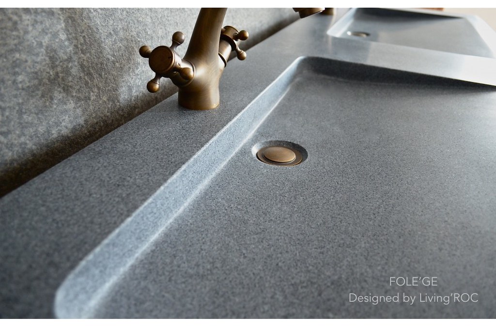 63" Double Trough Trendy Gray Granite Bathroom Sink FOLE… Flickr
