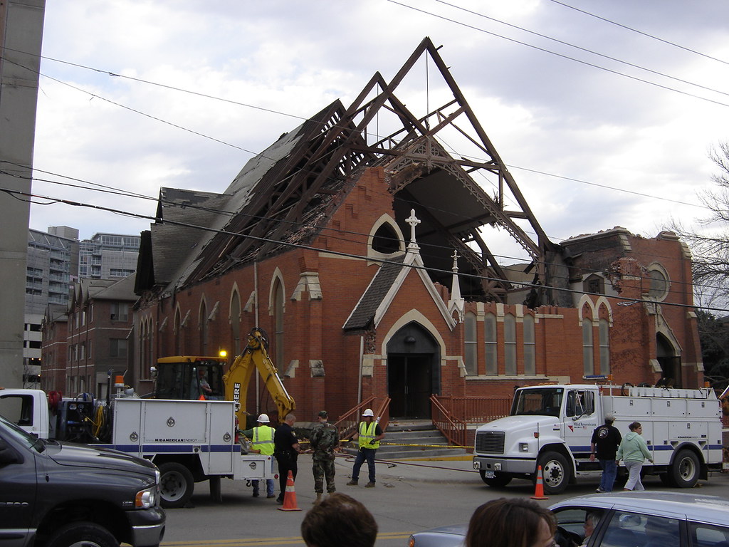 Tornado aftermath St. Patrick's Church, Iowa City Flickr