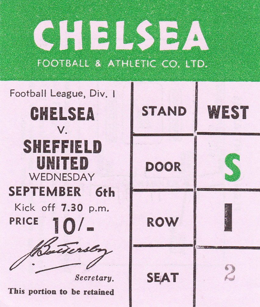 Chelsea v Sheffield United (Ticket) 6.9.67 RB Sharrowblade Flickr