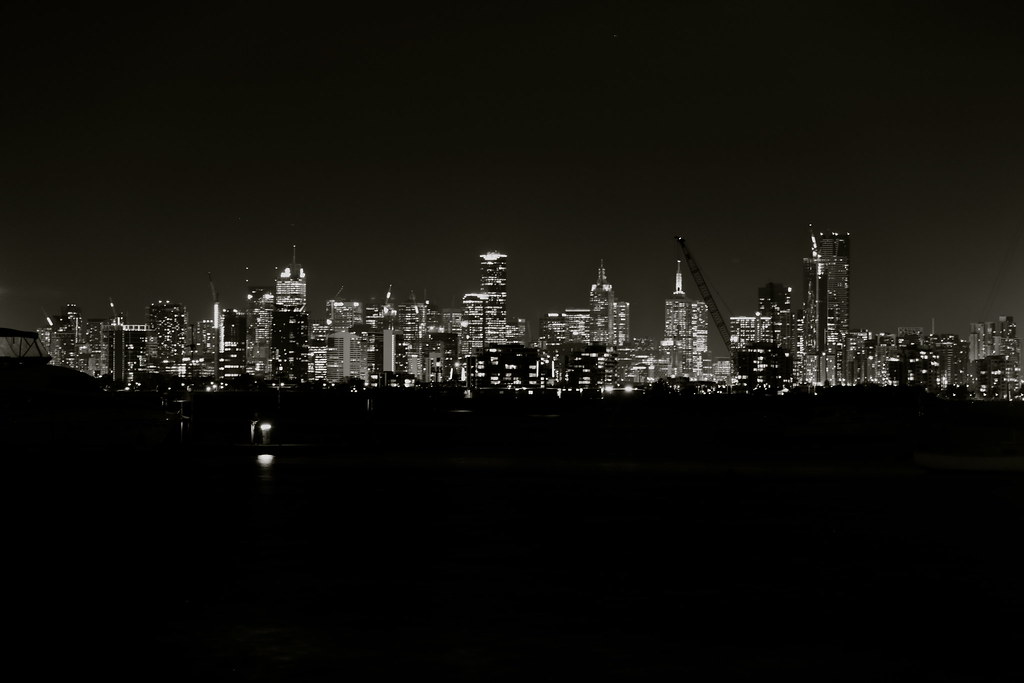 Melbourne City Skyline black and white version Rouben Dickranian