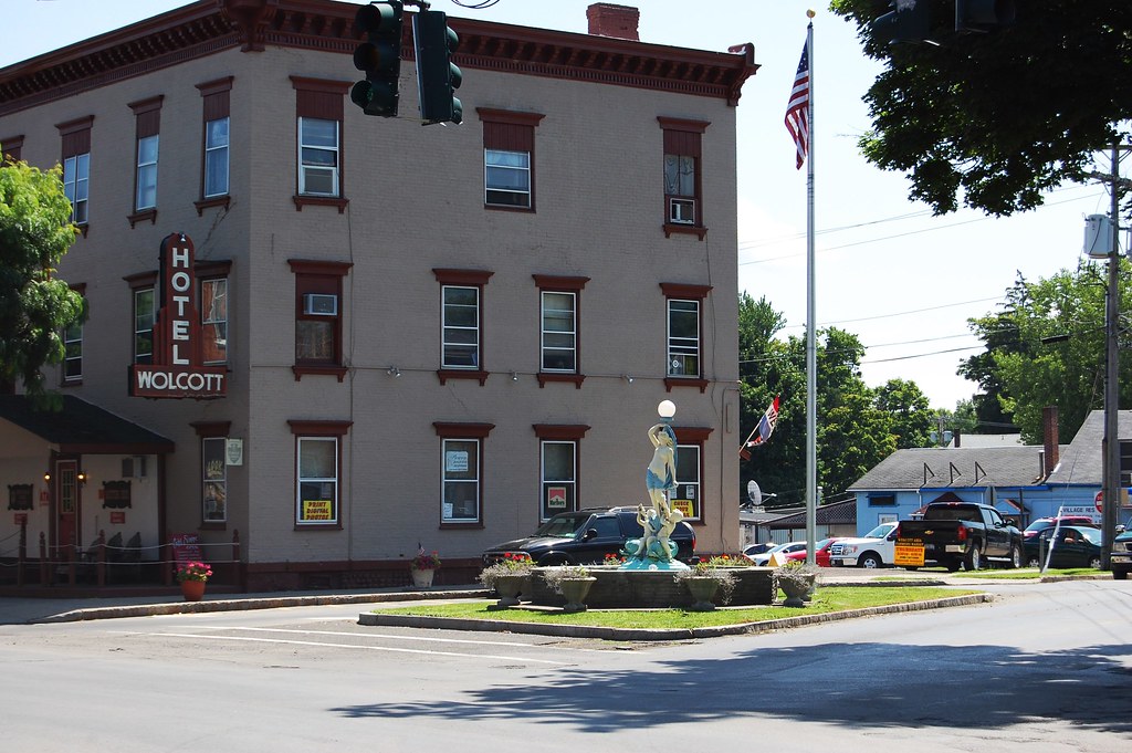 Wolcott, NY Hotel Wolcott and the "Venus Rising" Fountain.… Carol