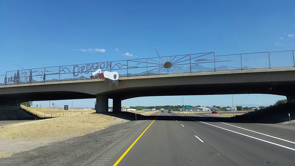 Oregon Trail Entering Ontario Oregon from Idaho. July 22